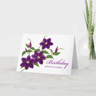 Cartão Aniversário para Mamaw com Vinha Purple Clematis