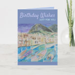Cartão Aniversário Para Sua Saudação<br><div class="desc">Linda serenidade vibrante na cena de veleiros. Cartões de aniversários para céu limpo,  ventos justos e mares calmos no próximo ano.</div>