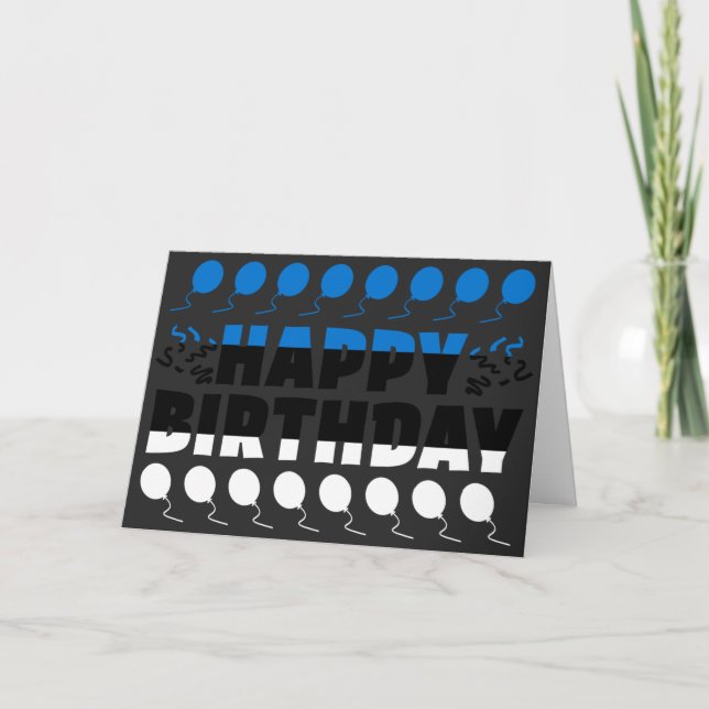 Cartão Aniversário Patriótico da Bandeira da Estônia (Frente)