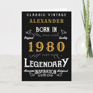 Cartão Aniversário Personalizado 1980 Adicionar Seu Nome