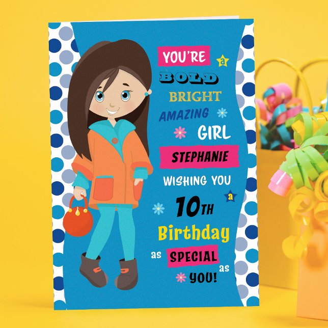 Cartão Aniversário Personalizado - Brunette Girl (Criador carregado)