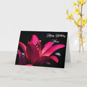 Cartão Aniversário Personalizado da Flor Vermelha Intensa