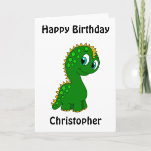 Cartão Aniversário Personalizado de Dinossauro Fofo