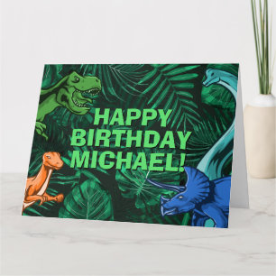 Cartão Aniversário Personalizado de Dinossauro Jurássico