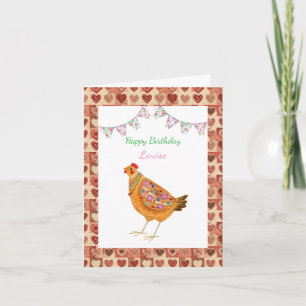 Cartão Aniversário Personalizado De Frango Com Estilo De 