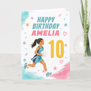 Cartão Aniversário Personalizado de Meninas de Netball co