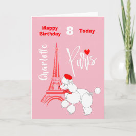 Cartão Aniversário personalizado de Paris do amor caniche