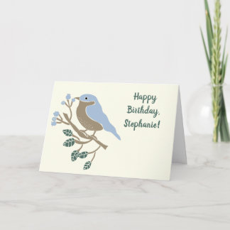 Cartão Aniversário Personalizado do Bluebird e do Blueber