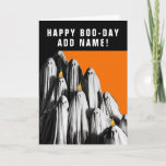 Cartão aniversário personalizado do Halloween<br><div class="desc">Humor personalizado do Halloween,  com design de fantasmas antigos e uma linha engraçada. Adicionar nome para personalizar.</div>