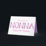 Cartão Aniversário personalizado do Nonna watercolor Orch<br><div class="desc">Cartão Bonito de cor d'água de texto nonna, as palavras Nonna pintado em roxo e torcido com flores de orquídea rosa doce. Este cartão de branco pode ser personalizado com sua própria idade e mensagem de aniversário e escolha de dentro de saudação, este design também está disponível em outros produtos....</div>