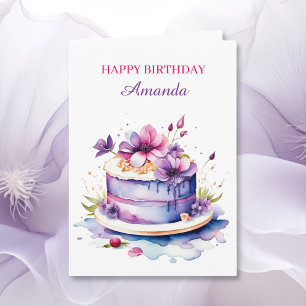 Cartão Aniversário Personalizado Floral para Ela