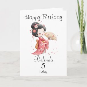 Cartão Aniversário Personalizado Menina Japonesa/Geisha F