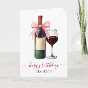 Cartão Aniversário Personalizado para Amantes de Vinho co