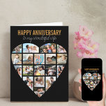 Cartão Aniversário Personalizado Preto da Colagem de Foto<br><div class="desc">Diga Feliz Aniversário com uma coleção de fotos cardíacas, carta personalizada. O modelo de foto está configurado para que você adicione suas fotos, trabalhando em linhas de cima para baixo. A colagem de fotos contém 18 fotos que são exibidas em uma mistura de retratos, paisagens e formatos quadrado/instagrama. Feliz Aniversário,...</div>