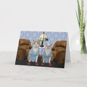 Cartão Aniversário personalizável de gatos engraçados