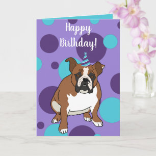 Cartão Aniversário personalizável do Bulldog Inglês