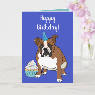 Cartão Aniversário personalizável do Bulldog Inglês