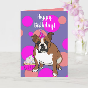 Cartão Aniversário personalizável do Bulldog Inglês