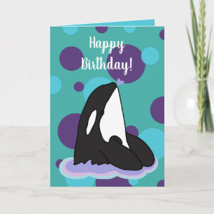 Cartão Aniversário Personável da Baleia Assassina Orca