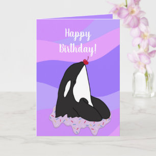 Cartão Aniversário Personável da Baleia Assassina Orca