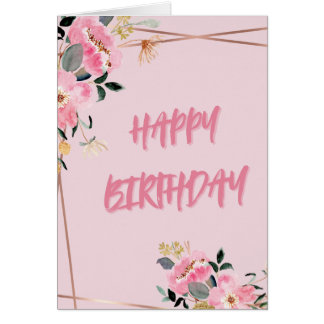 Cartão Aniversário Pétalas Cor-de-Rosa