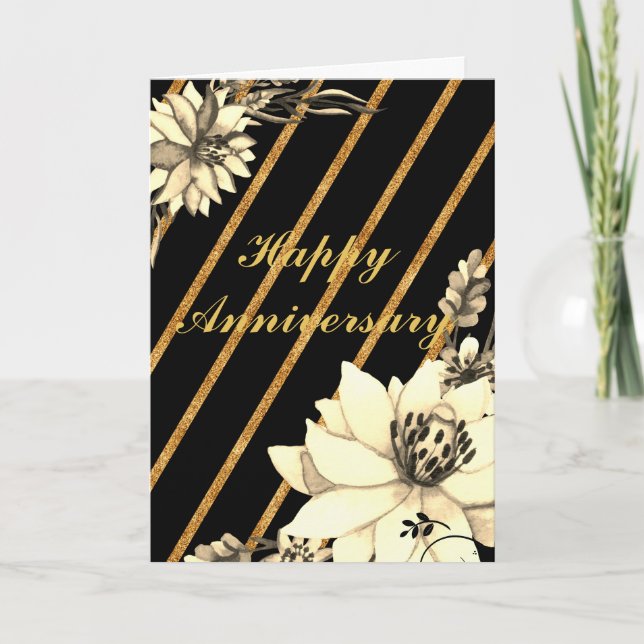 Cartão Aniversário preto/Dourado (Frente)