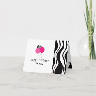 Cartão Aniversário preto e branco da listra da zebra