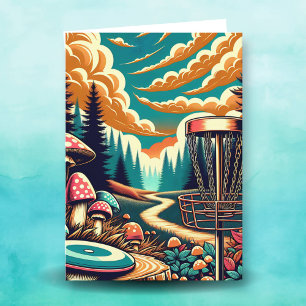 Cartão Aniversário Psicodélico do Golf de Disco Retroativ