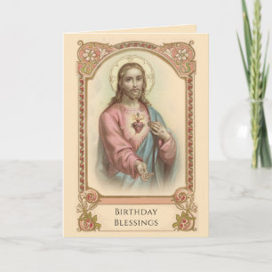 Cartão Aniversário Religioso do Sagrado Coração de Jesus