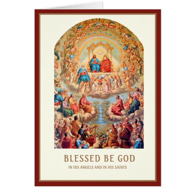 Cartão Aniversário Religioso Todos os Santos no Céu (Frente)