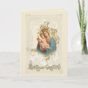 Cartão Aniversário Religioso Virgem Maria Jesus Católico