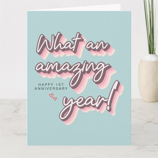 Cartão Aniversário Simples Retro Rosa Pastel Feliz 1rua (Frente)