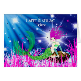 Cartão Aniversário, sobrinha, Sereia no mar profundo
