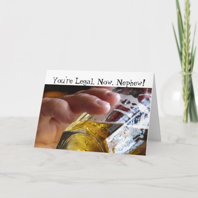 Cartão Aniversário, sobrinho, legal, 21. Cerveja em vidro (Frente)