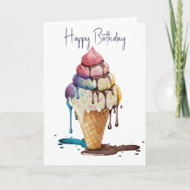 Cartão Aniversário Sorvete Cone