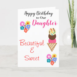 Cartão Aniversário Sorvete de Flores Filhas