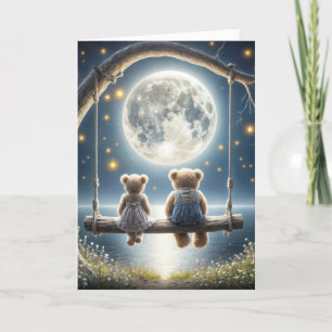 Cartão Aniversário Teddy Bears On a Swing