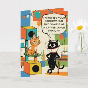 Cartão Aniversário Temático de Gato Divertido