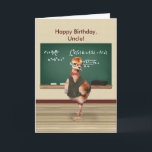 Cartão Aniversário, tio, pássaro de bebê engraçado,<br><div class="desc">Um pássaro do guindaste do sandhill do bebê é vestido como um professor da física. Nesta imagem cómico em um cartão de aniversário para um tio o pássaro veste vidros, um laço, e uma veste marrom terminada com uma corrente de relógio do ouro que dá a aparência de um professor...</div>