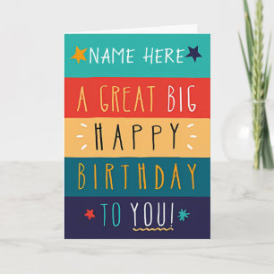 Cartão Aniversário Tipografia Personalizada Colorida