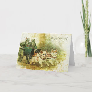 Cartão Aniversário Vintage Cats