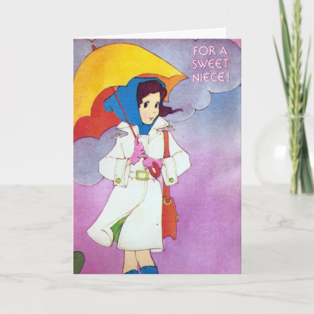 Cartão Aniversário Vintage Para Sobrinha (Frente)