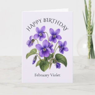 Cartão Aniversário Violeta de Fevereiro