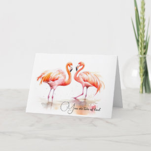 Cartão Aniversário Watercolor Flamingos