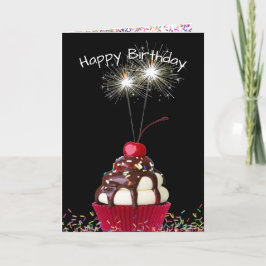 Cartão Aniversários De Aniversário Ao Cupcake