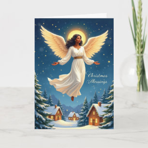 Cartão Anjo Afro-Americano da Paz no Natal
