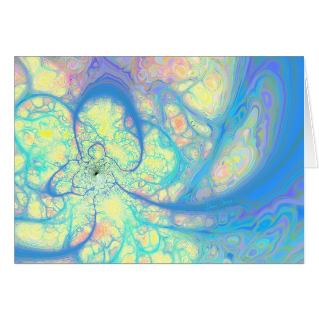Cartão Anjo azul - Azure cósmico & limão (Frente Horizontal)