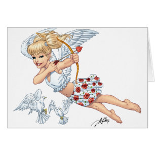 Cartão Anjo bonito do Cupido com a seta de amor pelo Al