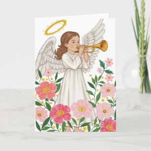 Cartão Anjo Celestial com Trombeta Dourada Descrição: