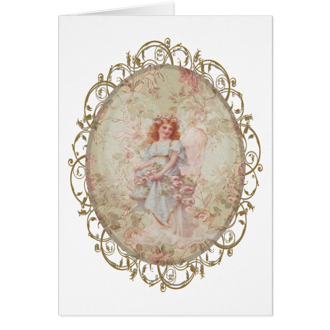 Cartão Anjo com flores (Frente)